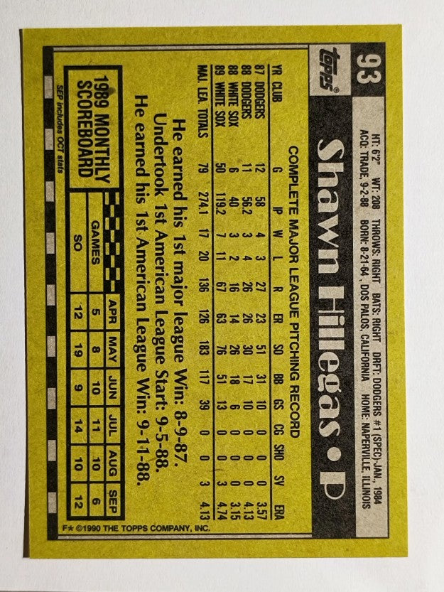 1990 Topps #93 Shawn Hillegas