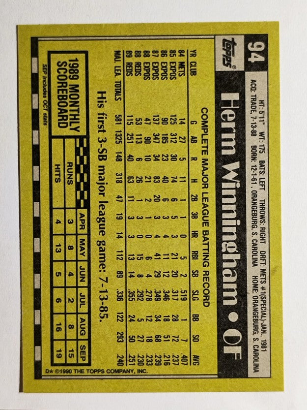 1990 Topps #94 Herm Winningham