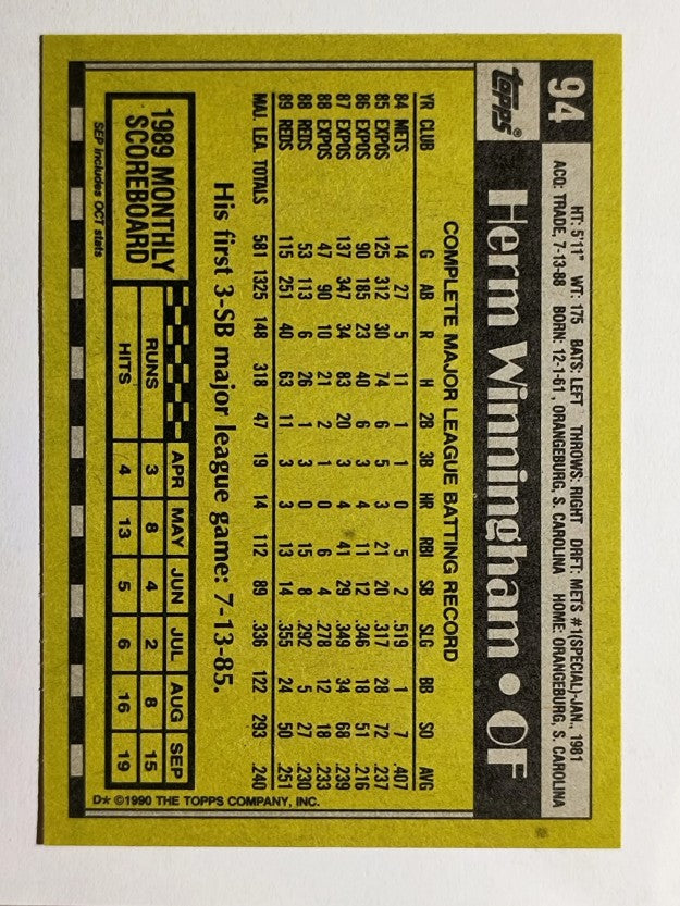1990 Topps #94 Herm Winningham