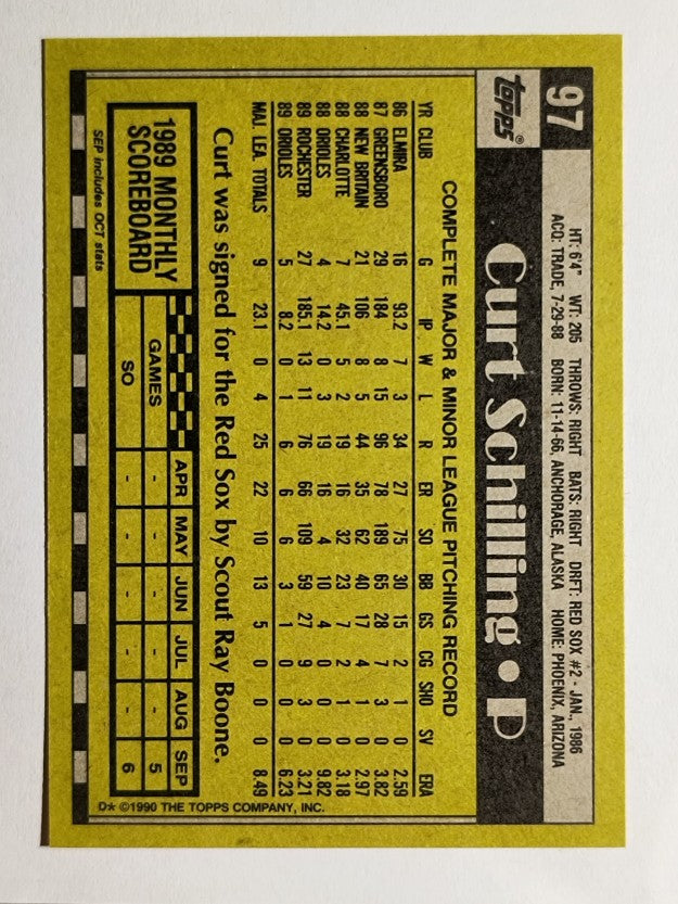 1990 Topps #97 Curt Schilling