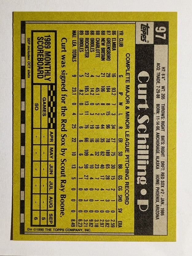 1990 Topps #97 Curt Schilling