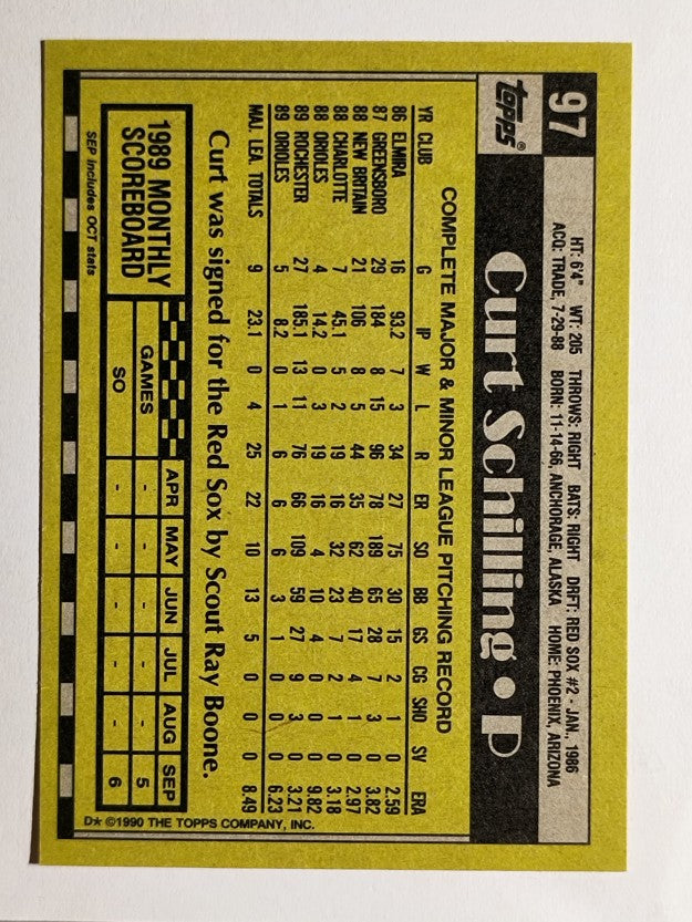 1990 Topps #97 Curt Schilling