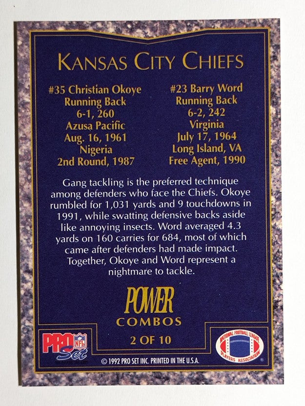 1992 Power Combos #2 Barry Word/Christian Okoye