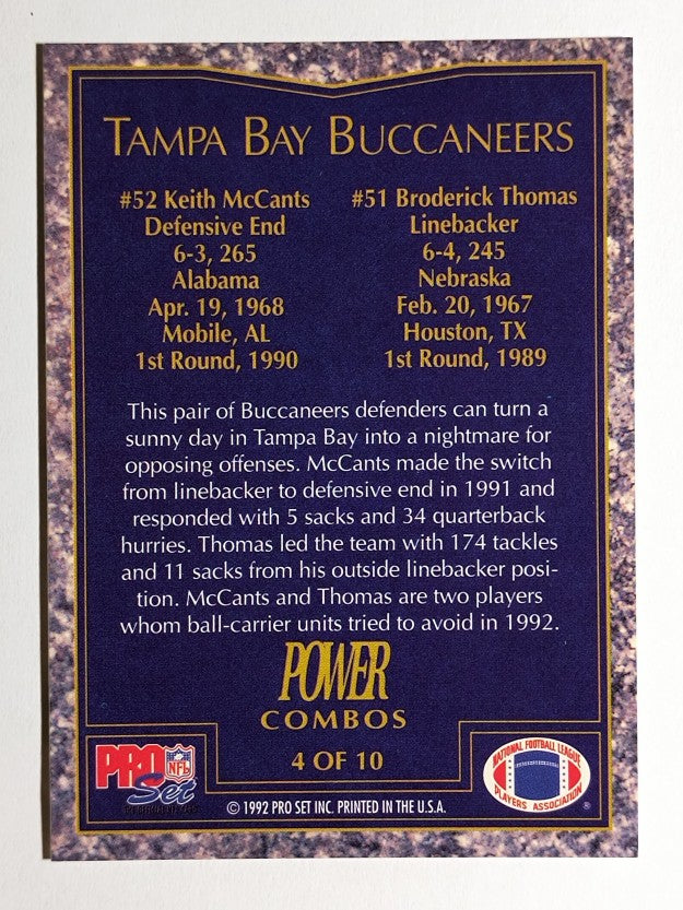 1992 Power Combos #4 Broderick Thomas/Keith McCants