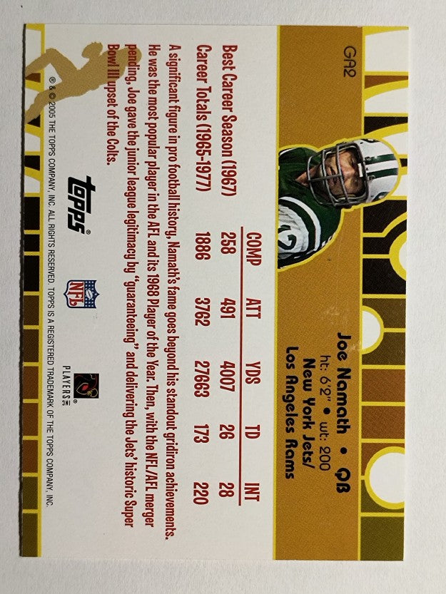 2005 Topps Golden Anniversary Golden Greats #GA2 Joe Namath