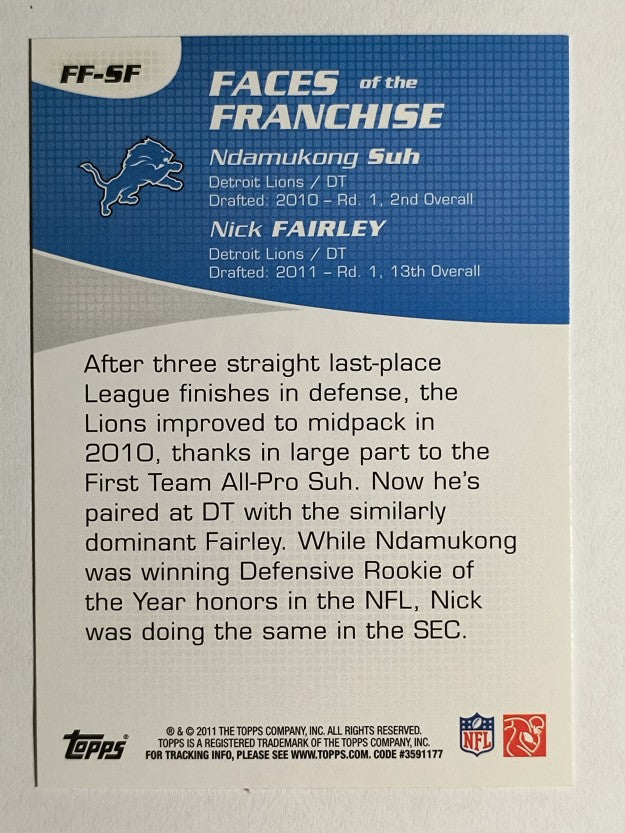 2011 Topps Faces of the Franchise #SF Ndamukong Suh/Nick Fairley