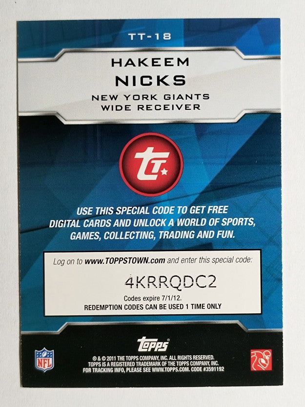 2011 Topps Topps Town #TT18 Hakeem Nicks