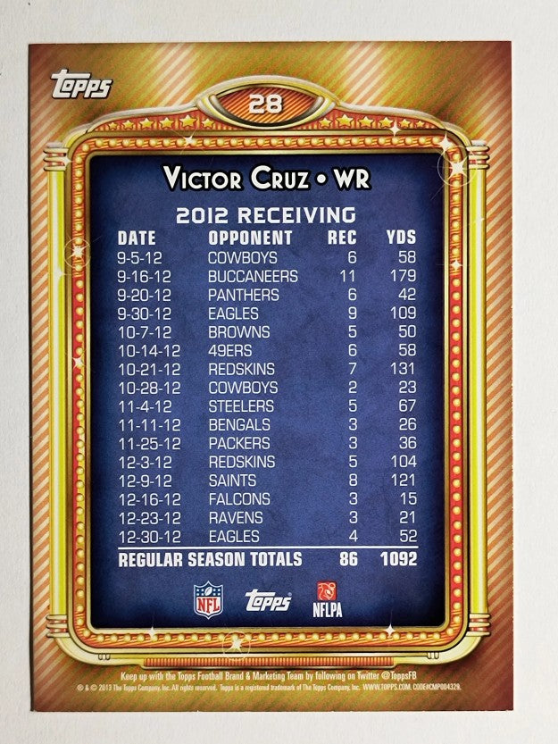2013 Topps 1000 Yard Club #28 Victor Cruz