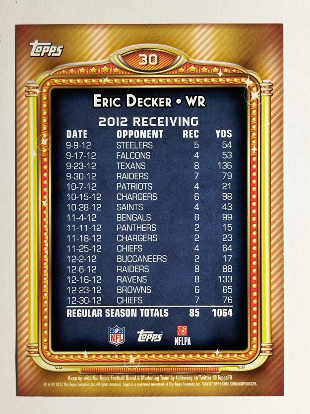2013 Topps 1000 Yard Club #30 Eric Decker