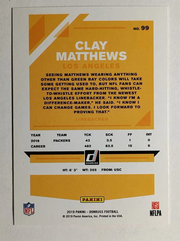 2019 Donruss Press Proof Red #99 Clay Matthews