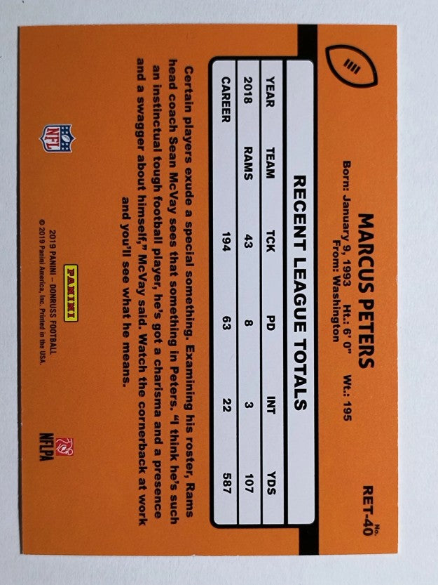 2019 Donruss Retro '89 #40 Marcus Peters