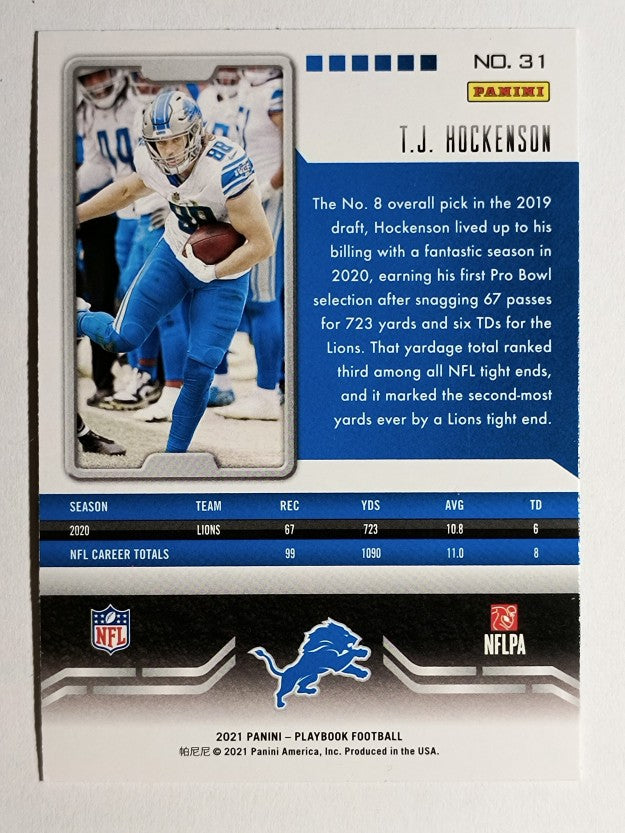 2021 Panini Playbook Sparkle #31 T.J. Hockenson
