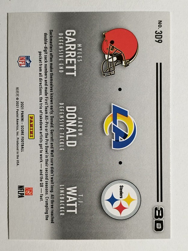 2021 Score 3D #9 Aaron Donald/Myles Garrett/T.J. Watt
