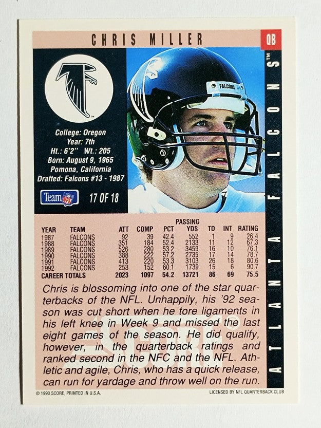 1993 Score Ore-Ida QB Club #17 Chris Miller
