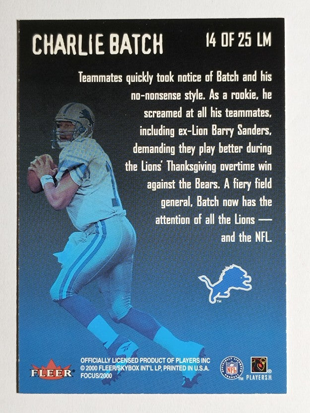 2000 Fleer Focus Last Man Standing #14 Charlie Batch