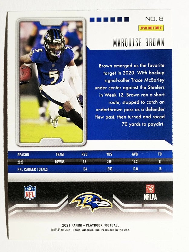 2021 Panini Playbook Sparkle #8 Marquise Brown
