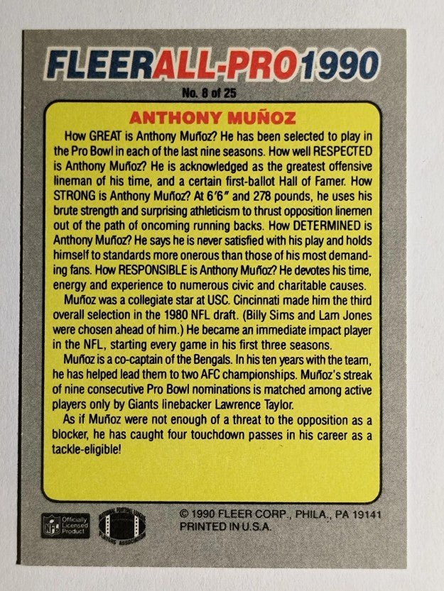 1990 Fleer All-Pros #8 Anthony Munoz
