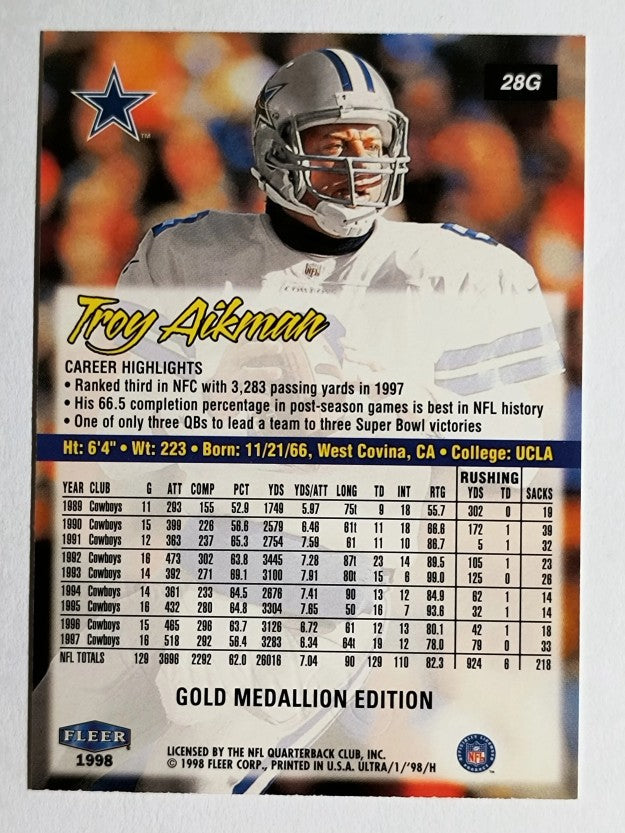 1998 Ultra Gold Medallion #28G Troy Aikman
