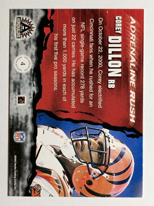 2002 Pacific Adrenaline Rush #4 Corey Dillon