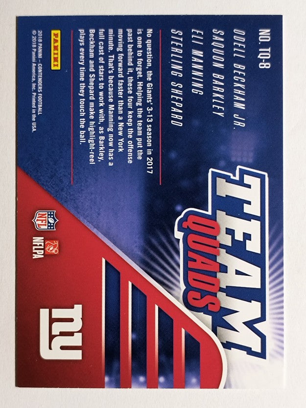 2018 Contenders Team Quads #8 Eli Manning/Saquon Barkley/Odell Beckham/Shepard
