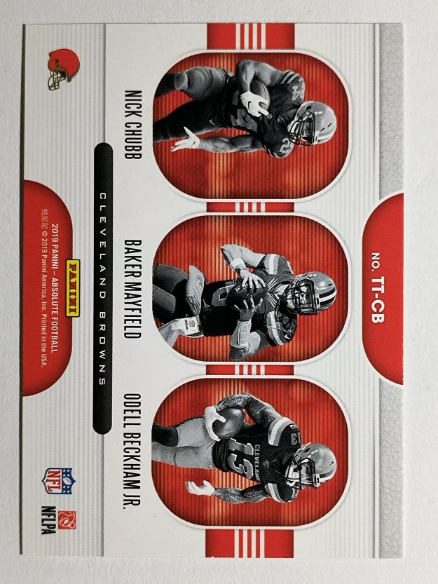 2019 Absolute Team Trios #6 Baker Mayfield/Nick Chubb/Odell Beckham Jr.