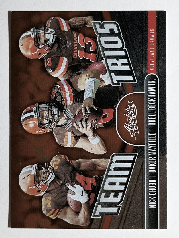 2019 Absolute Team Trios #6 Baker Mayfield/Nick Chubb/Odell Beckham Jr.