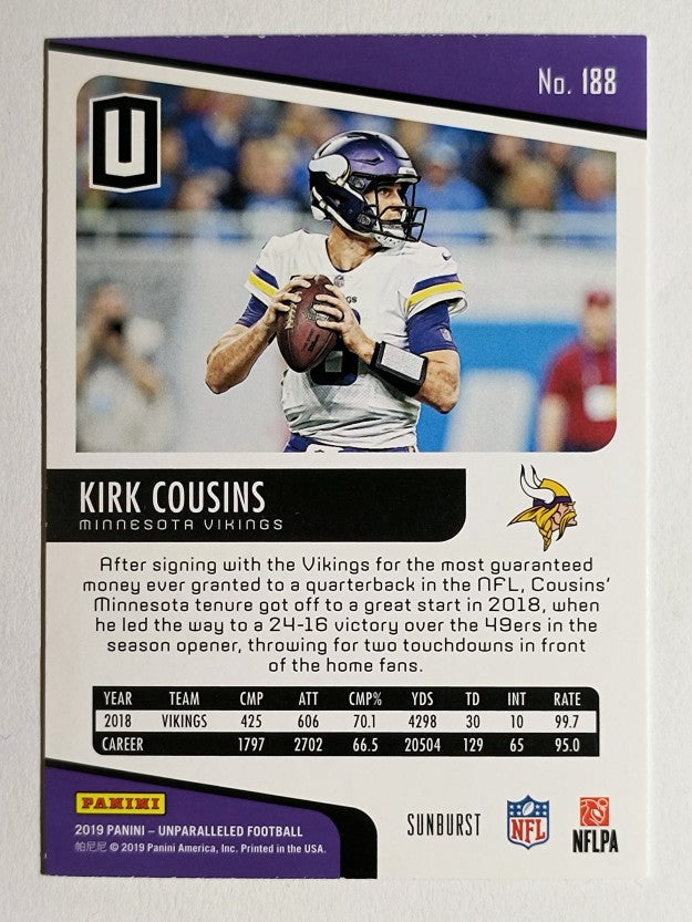 2019 Panini Unparalleled Sunburst #188 Kirk Cousins