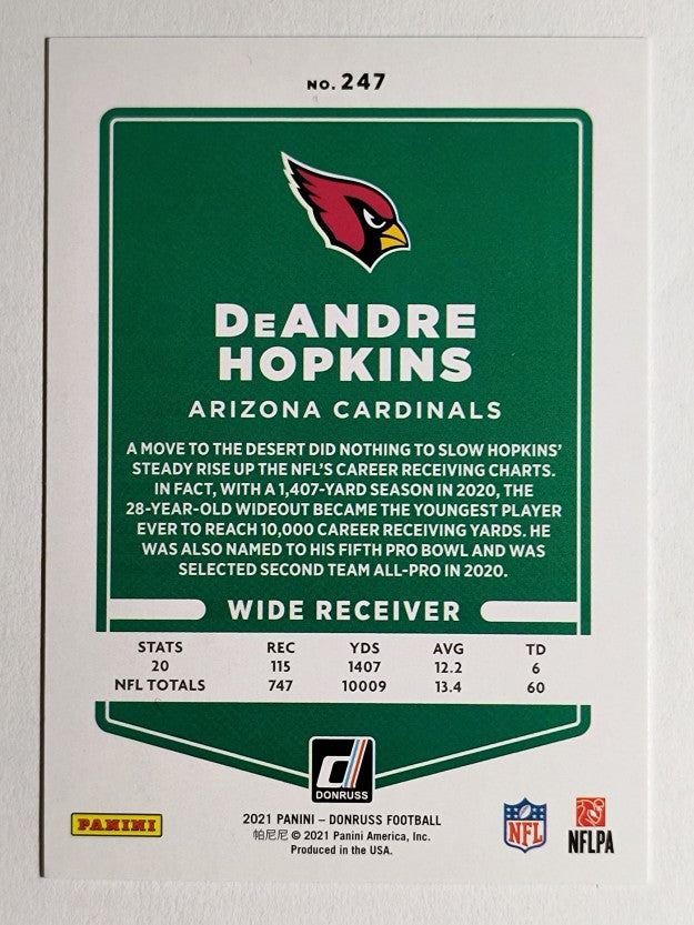 2021 Donruss Press Proof Blue #247B DeAndre Hopkins VAR