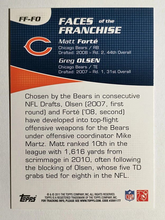 2011 Topps Faces of the Franchise #FO Matt Forte/Greg Olsen