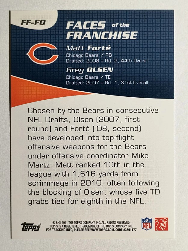 2011 Topps Faces of the Franchise #FO Matt Forte/Greg Olsen