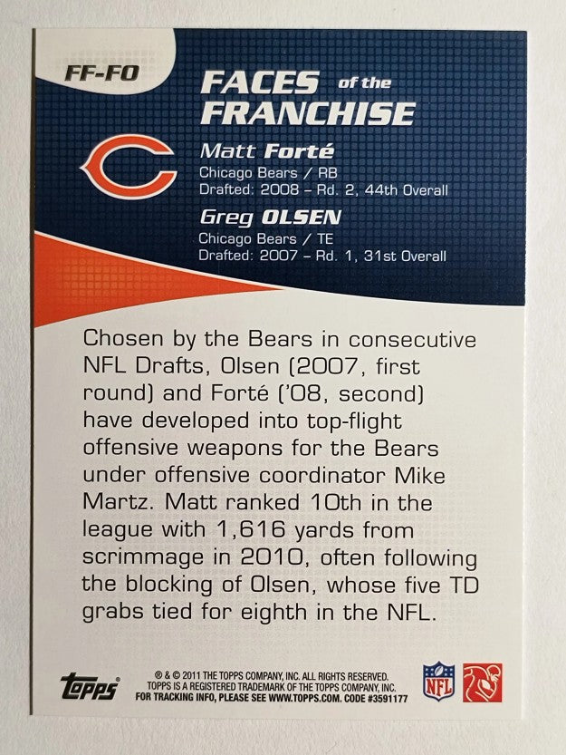 2011 Topps Faces of the Franchise #FO Matt Forte/Greg Olsen