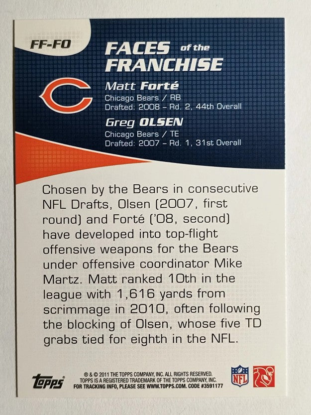 2011 Topps Faces of the Franchise #FO Matt Forte/Greg Olsen