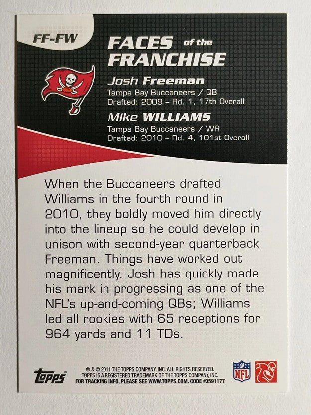 2011 Topps Faces of the Franchise #FW Josh Freeman/Mike Williams