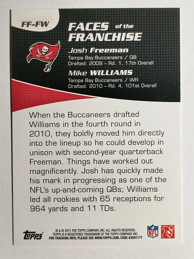 2011 Topps Faces of the Franchise #FW Josh Freeman/Mike Williams
