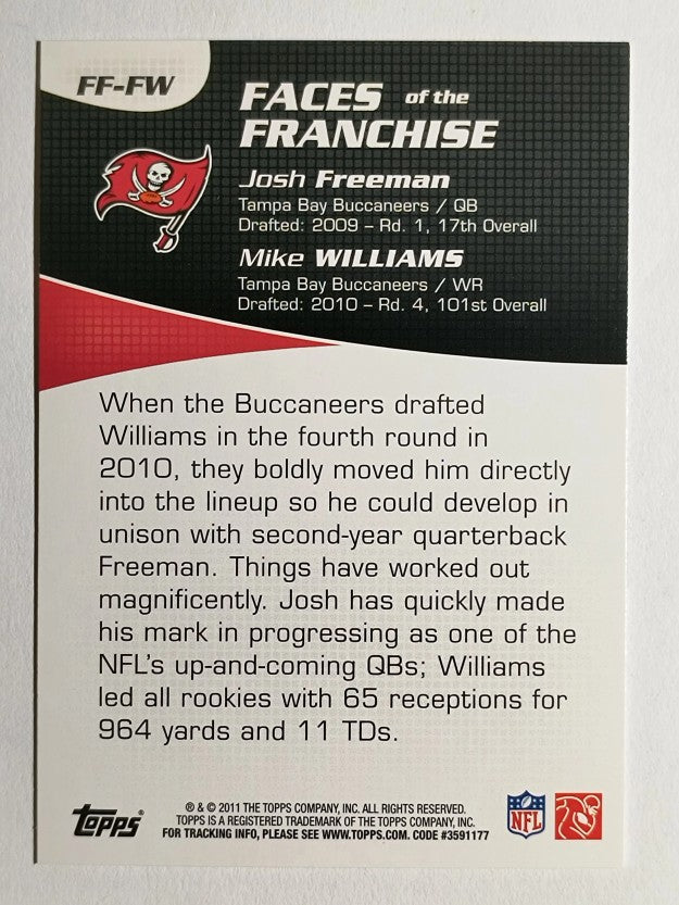 2011 Topps Faces of the Franchise #FW Josh Freeman/Mike Williams