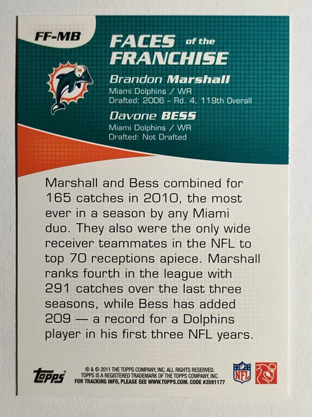 2011 Topps Faces of the Franchise #MB Brandon Marshall/Davone Bess