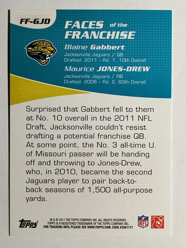 2011 Topps Faces of the Franchise #GJD Blaine Gabbert/Maurice Jones-Drew