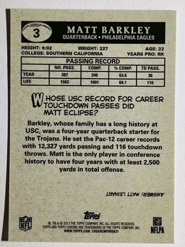 2013 Topps Chrome 1959 Minis #3 Matt Barkley
