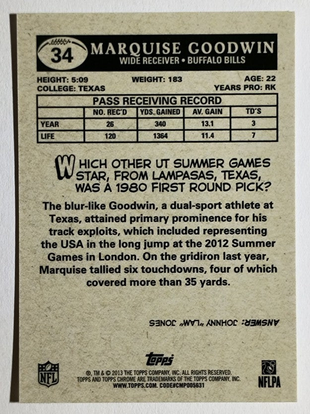 2013 Topps Chrome 1959 Minis #34 Marquise Goodwin