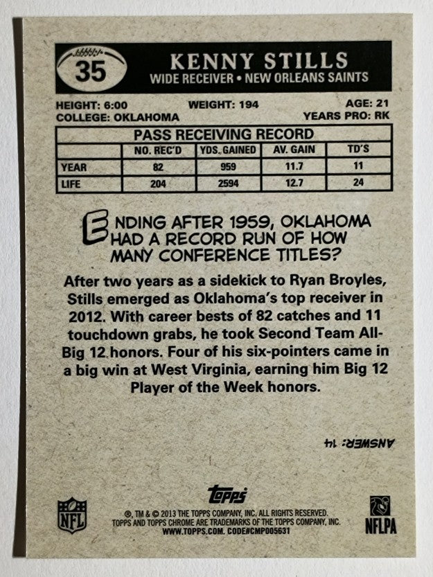 2013 Topps Chrome 1959 Minis #35 Kenny Stills