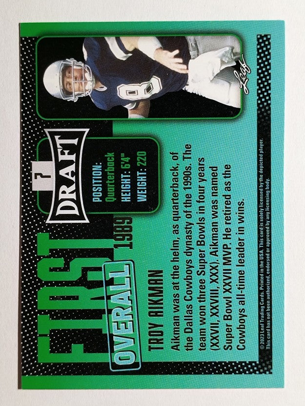 2023 Leaf Draft Blue #7 Troy Aikman