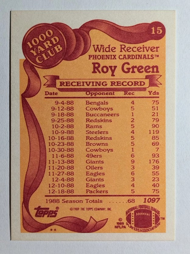 1989 Topps 1000 Yard Club #15 Roy Green