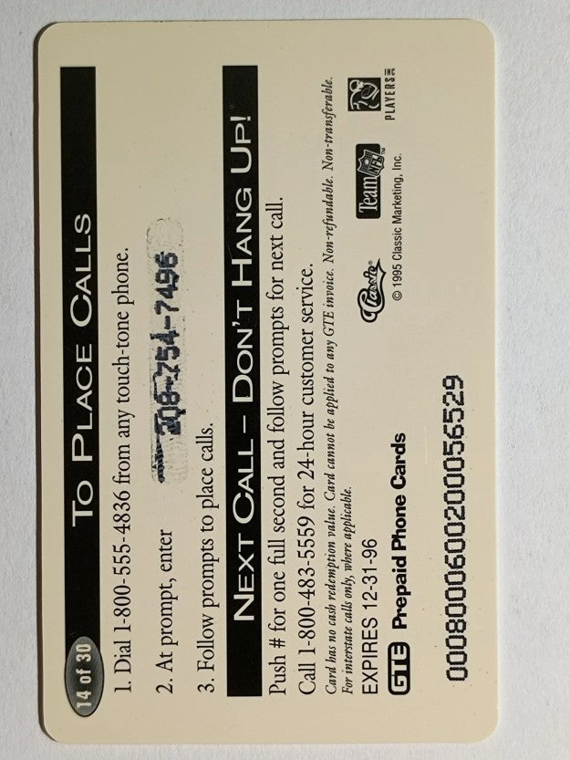 1995 Pro Line Phone Cards $1 #14 Mike Mamula