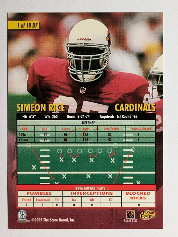 1997 Score Board Playbook By The Numbers #DF1 Simeon Rice
