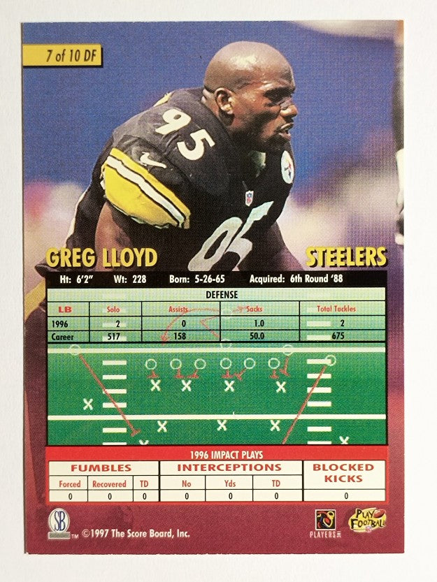 1997 Score Board Playbook By The Numbers #DF7 Greg Lloyd