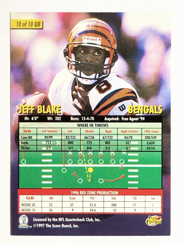 1997 Score Board Playbook By The Numbers #QB10 Jeff Blake
