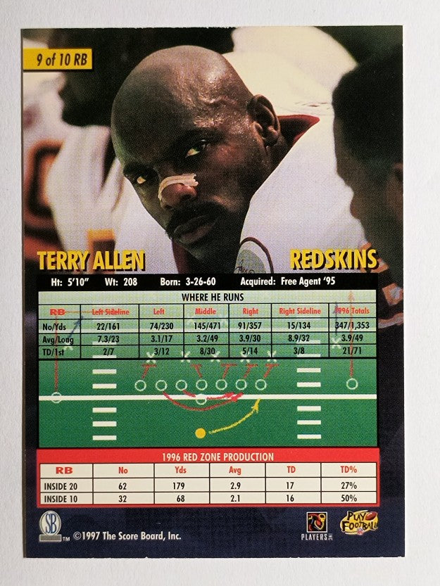 1997 Score Board Playbook By The Numbers #RB9 Terry Allen