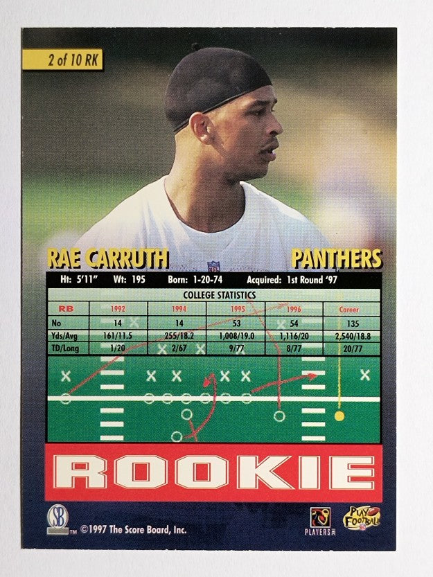 1997 Score Board Playbook By The Numbers #RK2 Rae Carruth RC