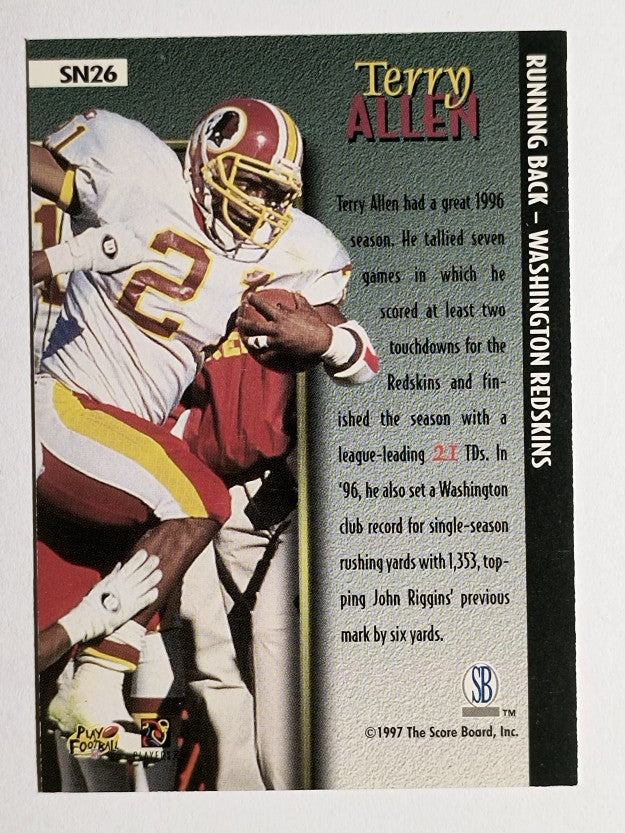 1997 Score Board Playbook By The Numbers Standout Numbers #SN26 Terry Allen