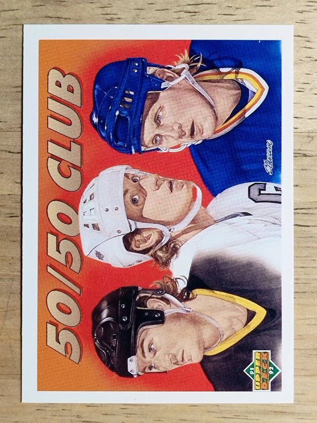 1991-92 Upper Deck #45 The 50/50 Club/Mario Lemieux/Wayne Gretzky/Brett Hull
